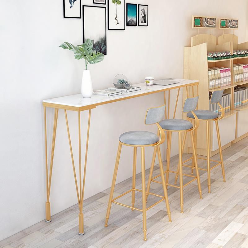 Glam Style Bar Table 42-inch Height Artificial Marble Bistro Table for Living Room Clearhalo 'Bar Furniture' 'Bar Tables' 'bar_tables' 'furn' 'furn_bar_tables' 'Furniture' 'furniture_bar_tables' 'Kitchen & Dining Furniture' 1200x1200_2a18c2ff-2a39-4580-86bb-013d6bc7fd81
