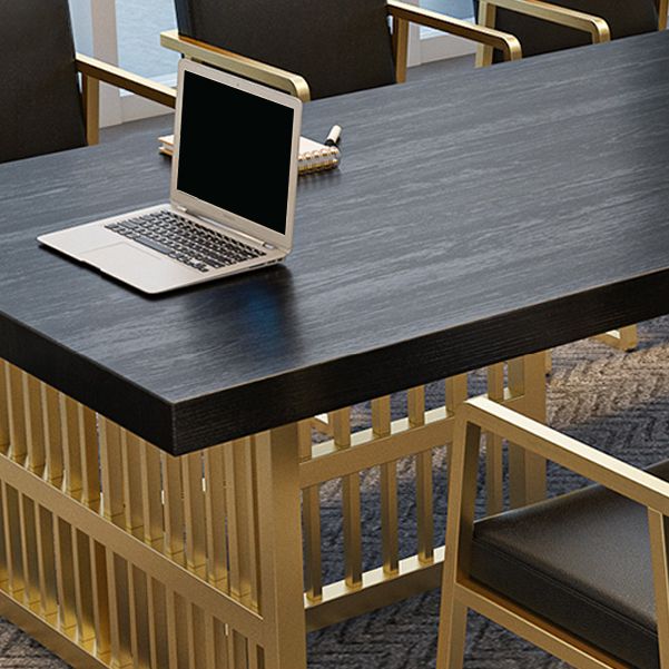 Glam Style Rectangular Office Desk Solid Wood Top Desk with Metal Legs for Office Clearhalo 'furn' 'furn_office_desk' 'Furniture' 'furniture_office_desk' 'Office Desks' 'Office Furniture' 'office_desk' 1200x1200_2a18d202-abaf-4391-a756-756604e8d37c