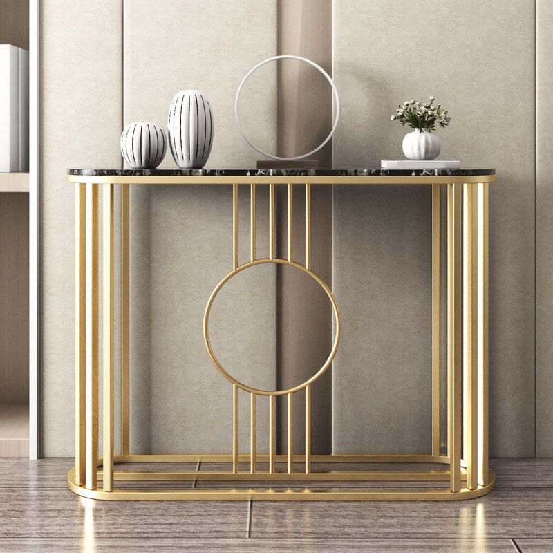 31.5" Tall Glam Console Table 1-shelf Marble Accent Table for Hall Clearhalo 'Console Tables' 'console_tables' 'Entry & Mudroom Furniture' 'furn' 'furn_console_tables' 'Furniture' 1200x1200_2a1c3f8b-ddf8-4b7d-bb92-fbaf8c9fb976