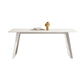 Modern Rectangle Dining Table White Stone Tabletop with Metal Sled Base