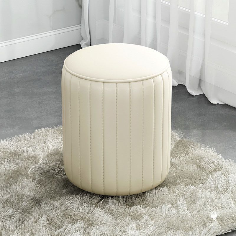 Solid Color Leather Standard Stool Modern Style Simple Round Cushion Stool Clearhalo 'furn' 'furn_ottomans_poufs' 'Furniture' 'Living Room Furniture' 'Ottomans & Poufs' 'ottomans_poufs' 1200x1200_2a1e24e8-ec17-46f1-8a9f-8aed999094a1