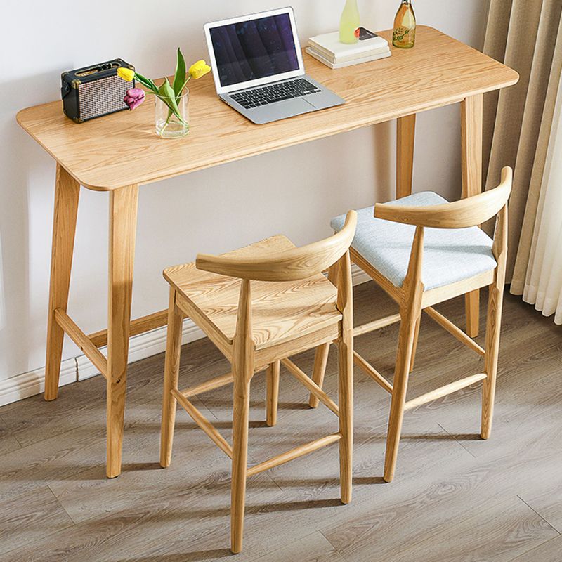 Eigentijdse massief houten bar-eettafel, rechthoekige bartafel in naturel