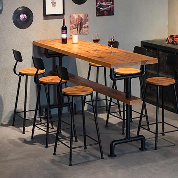 Rectangle Bar Dining Table Wood Contemporary Bar Table with Trestle Base Clearhalo 'Bar Furniture' 'Bar Tables' 'bar_tables' 'furn' 'furn_bar_tables' 'Furniture' 'furniture_bar_tables' 'Kitchen & Dining Furniture' 1200x1200_2a219a25-9fd1-4770-a560-78f404ac474f