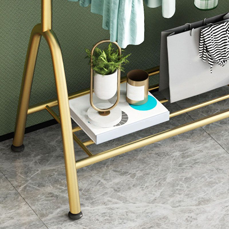 Modern Metal Hall Stand Hanging Rail Lower Shelf and Hooks Entry Hall Tree Clearhalo 'Entry & Mudroom Furniture' 'furn' 'furn_hall_tree_coat_racks' 'Furniture' 'Hall Trees & Coat Racks' 'hall_tree_coat_racks' 1200x1200_2a2410ad-438a-4d70-95d2-f41c361f1d41