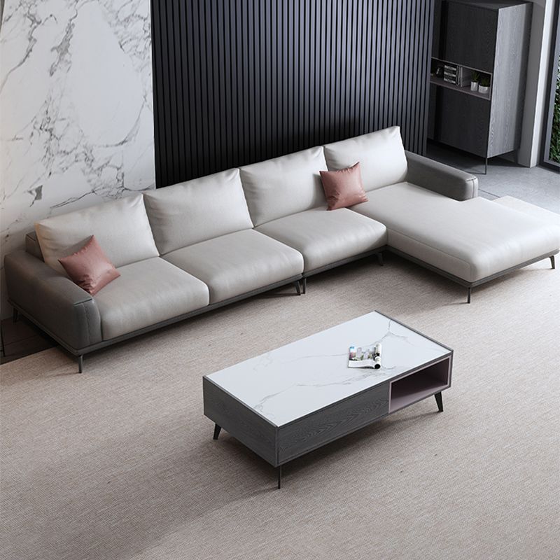 Sezionali in pelle finto/divano con braccio quadrato per soggiorno