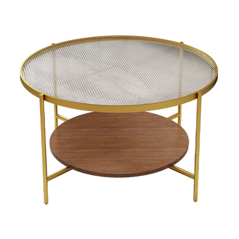 Modern Single Coffee Table Round Glass Coffee Table with 4 Legs