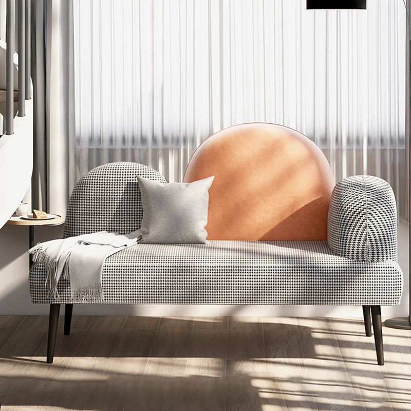 Contemporary Living Room Standard Recessed Arm Black Stationary Sofa