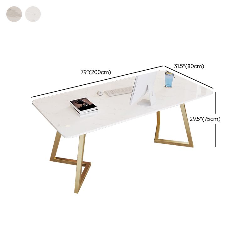 グラムメタルオフィスデスクオフィス用のゴールデン長方形のライティングデスク
