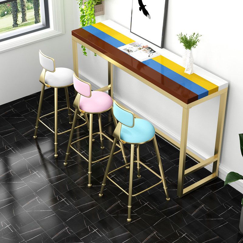 Glam Style Fixed Bar Table 1/4 Pieces Solid Wood Rectangle Counter Set for Indoor Clearhalo 'Bar Furniture' 'furn' 'furn_home_bar_bar_sets' 'Furniture' 'Home Bars & Bar Sets' 'home_bar_bar_sets' 'Kitchen & Dining Furniture' 1200x1200_2a2b4798-0140-4480-af23-ee81abd89826