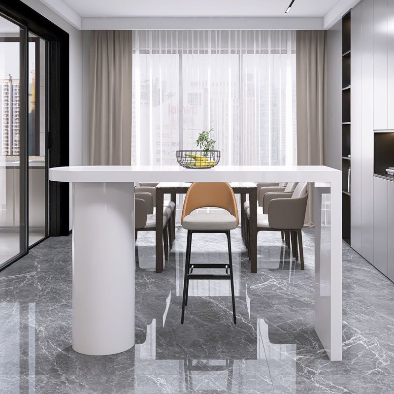 White Colour Bar Wine Table Wooden Counter Wine Table with Double Pedestal Base Clearhalo 'Bar Furniture' 'Bar Tables' 'bar_tables' 'furn' 'furn_bar_tables' 'Furniture' 'Kitchen & Dining Furniture' 1200x1200_2a2c8e4a-c967-4217-8777-edfed985d55a