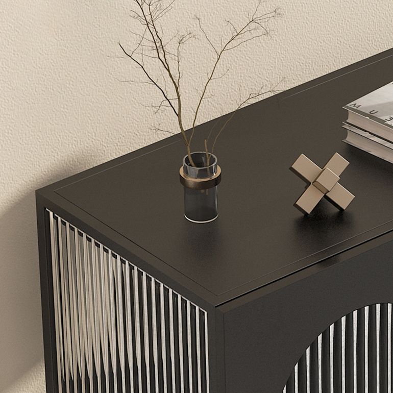 Modern Iron Sideboard Glass Doors Cabinets Dining Server with Light for Living Room Clearhalo 'buffet_sideboard' 'Buffets & Sideboards' 'furn' 'furn_buffet_sideboard' 'Furniture' 'Kitchen & Dining Furniture' 1200x1200_2a2e1d36-08ea-454d-938e-f546ab96b734