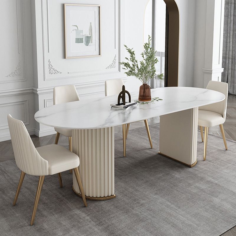 Nordic Glam Style Sintered Stone Oval Table Set 1/4/5/7 Pieces Dining Set Clearhalo 'Dining Room Sets' 'Dining Tables & Seating' 'dining_room_set' 'furn' 'furn_dining_room_set' 'Furniture' 'Kitchen & Dining Furniture' 1200x1200_2a2e1f62-1cfd-4495-b13b-c40edc9dfc09