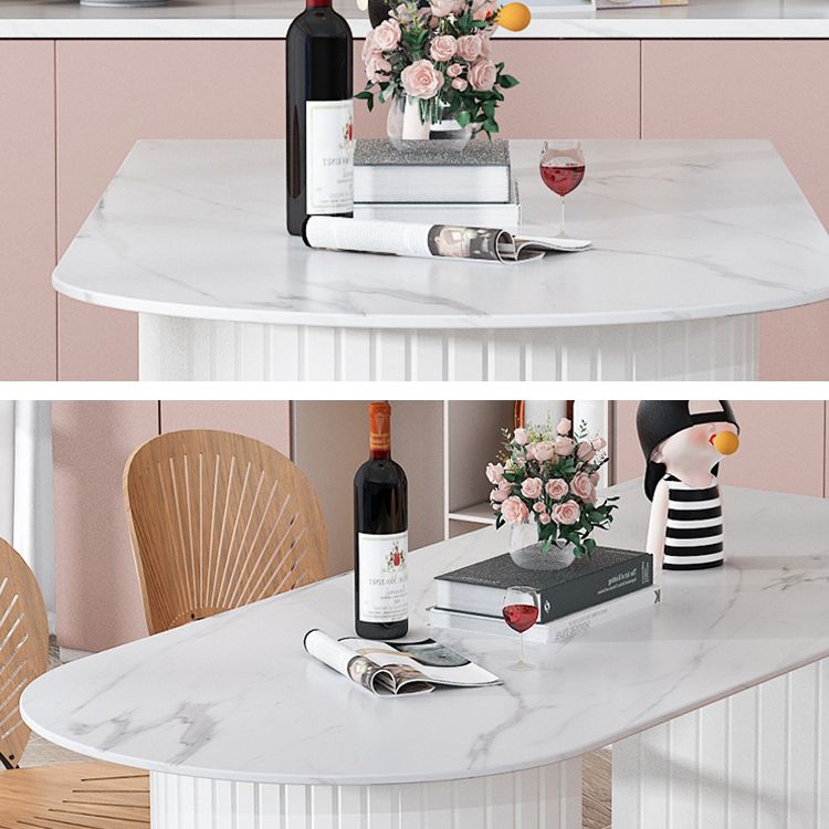 Modern Oval Dining Table Wood Double Pedestal Home Kitchen Dinner Table in White Clearhalo 'Dining Tables & Seating' 'Dining Tables' 'dining_table' 'furn' 'furn_dining_table' 'Furniture' 'furniture_dining_table' 'Kitchen & Dining Furniture' 'kitchen' 'kitchen_dining_table' 1200x1200_2a2ea312-76c8-47ff-bc1a-9183f776a064