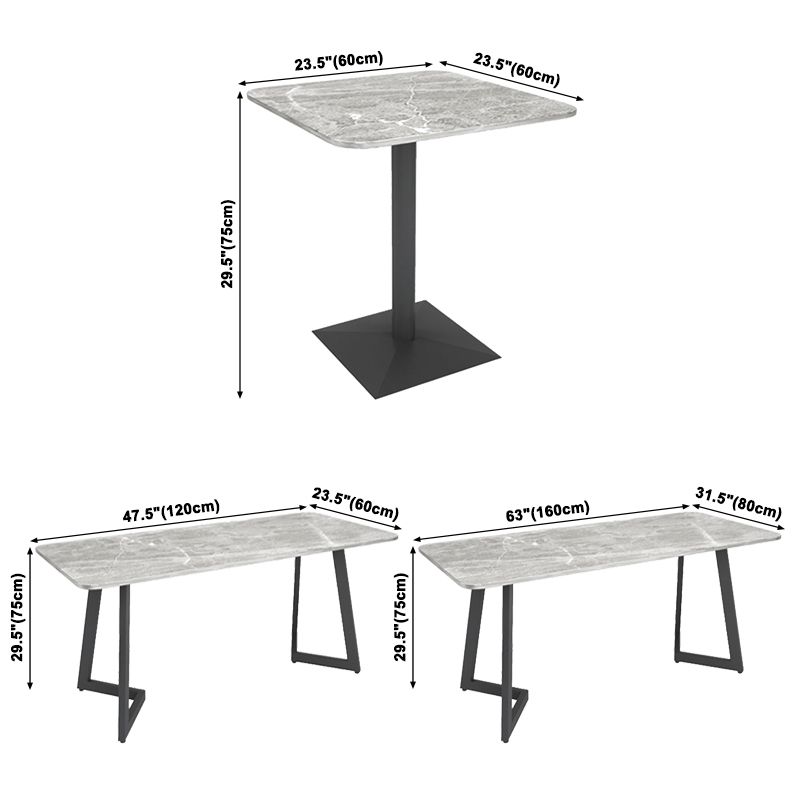 Industrial Gray Dinner Room Kitchen Table Sintered Stone Table with Black Frame Clearhalo ' dining_table' 'Dining Tables & Seating' 'Dining Tables' 'furn' 'furn_dining_table' 'Furniture' 'furniture_dining_table' 'Kitchen & Dining Furniture' 'kitchen&dining_furn' 'kitchen' 'kitchen_dining_table' 1200x1200_2a2fb1fb-3421-4ab7-9489-dcd114979e84