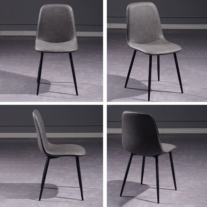 Leather Scandinavian Kitchen Side Chair Matte Finish Solid Back Dining Chair Clearhalo ' kitchen&dining_furn' 'Dining Chairs' 'Dining Tables & Seating' 'dining_chair' 'furn' 'furn_dining_chair' 'Furniture' 'furniture_dining_chair' 'Kitchen & Dining Furniture' 'kitchen' 1200x1200_2a305454-9c7e-4677-8842-48d604dc7ee3