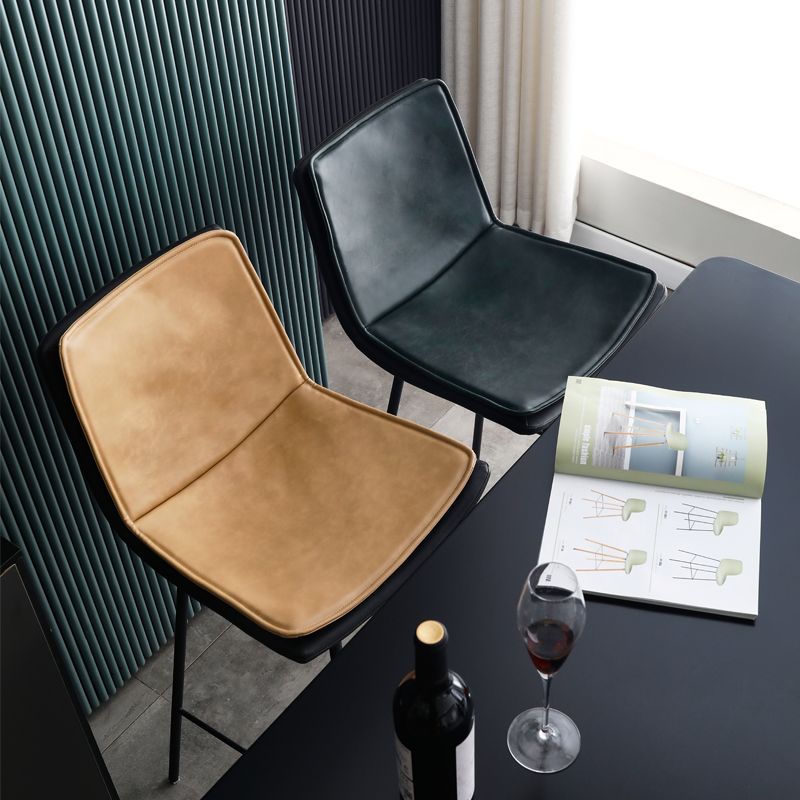 Industrial Leather Iron Counter Stools Low Back Bar Stools with Rectangle Seat Clearhalo 'Bar Furniture' 'Bar Stools' 'bar_stools' 'furn' 'furn_bar_stools' 'furniture_bar_stools' 'Kitchen & Dining Furniture' 'kitchen&dining_furn' 'kitchen' 'kitchen_furn' Furniture' 1200x1200_2a31a4ac-dfb1-44e0-9370-30de36f1533f