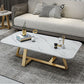 Glam Rectangle Stone Top Coffee Table with Iron Cross Legs Coffee Table