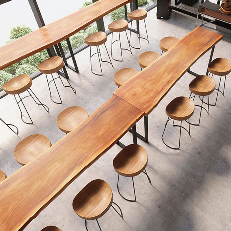 Industrial Trestle Base Dining Table Solid Wood Bar Table for Bistro Clearhalo 'Bar Furniture' 'Bar Tables' 'bar_tables' 'furn' 'furn_bar_tables' 'Furniture' 'Kitchen & Dining Furniture' 1200x1200_2a34b246-9e71-487f-a74d-8f0736271e87