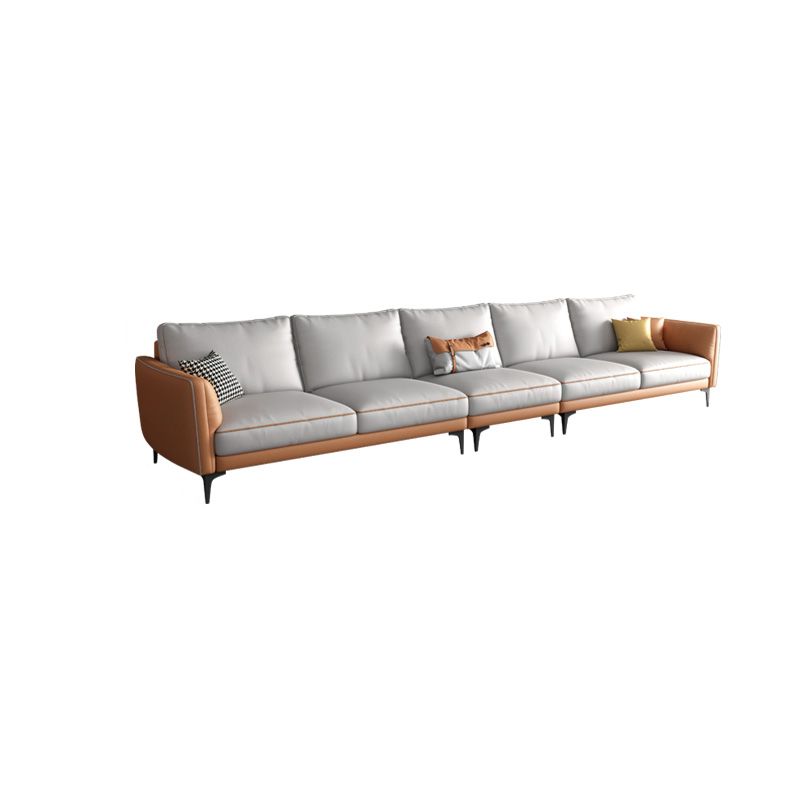 Standard Faux Leather Contemporary Back Settee Couch with Pillows