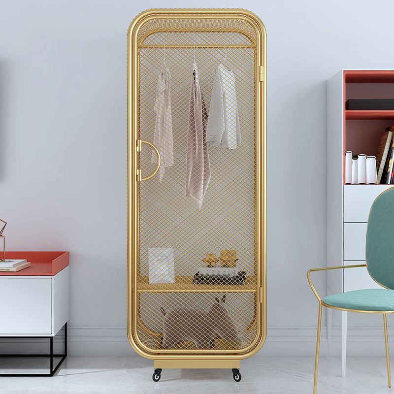 Armoire de rangement en acier en acier moderne à 2 portes avec 2 étagères et rails de vêtements