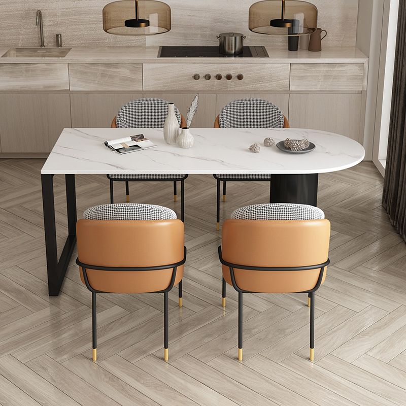 Tavolo da pranzo in pietra rotonda moderno mobili in legno massiccio nero con doppio piedistallo