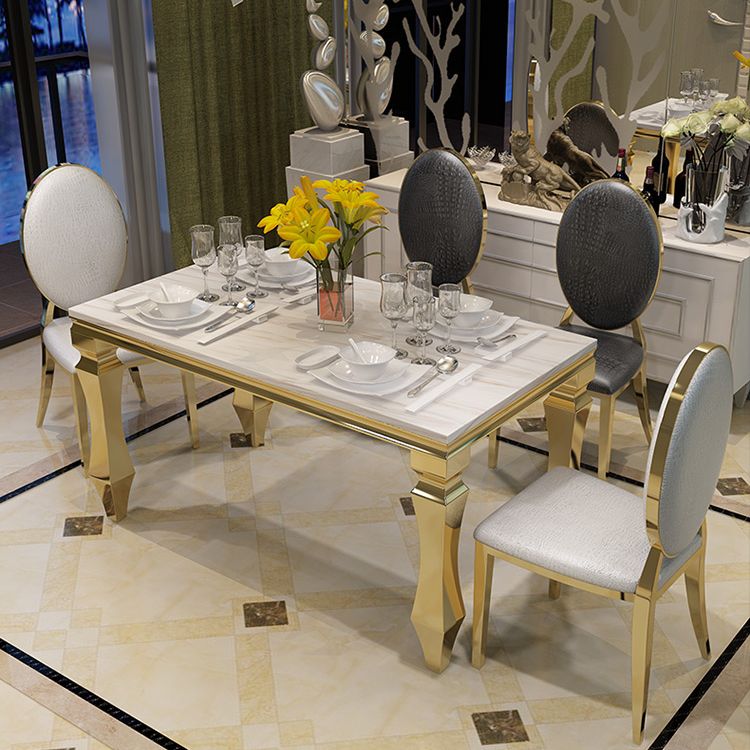 Metal Traditional Luxury Rectangle Indoor Table Marble Table with 4 Legs Clearhalo ' dining_table' 'Dining Tables & Seating' 'Dining Tables' 'furn' 'furn_dining_table' 'Furniture' 'furniture_dining_table' 'Kitchen & Dining Furniture' 'kitchen&dining_furn' 'kitchen' 'kitchen_dining_table' 1200x1200_2a35fe26-0de4-42f6-99d4-abbb5f36e0b6