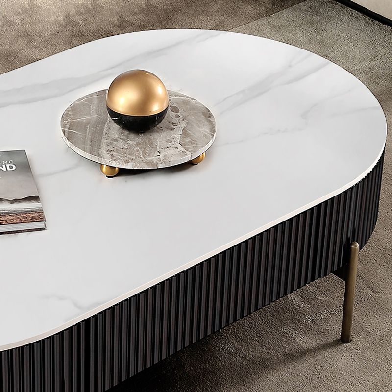 Modern Style Round White Black Metal Four-legged Coffee Table Clearhalo 'Coffee & Accent Tables' 'Coffee Tables' 'coffee_tables' 'furn' 'furn_coffee_tables' 'Furniture' 'Living Room Furniture' 1200x1200_2a364160-292c-4be7-adb4-e14f94a035a8