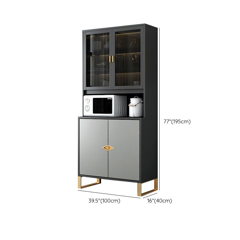 Modern Sideboard Buffet with Glass Doors Engineered Wood Buffet Server Clearhalo 'buffet_sideboard' 'Buffets & Sideboards' 'furn' 'furn_buffet_sideboard' 'Furniture' 'Kitchen & Dining Furniture' 1200x1200_2a366e36-1ffe-43f4-9b99-bd77de183c40