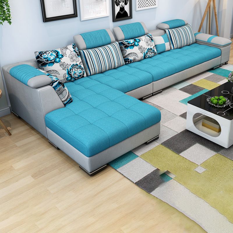 Adjustable 135.82" D x 70.86" W x 33.46" H Pillow Top Arm Sectional Pillowed Back Cushions Clearhalo 'furn' 'furn_sectionals' 'Furniture' 'furniture_sectionals' 'kitchen' 'kitchen_sectionals' 'Living Room Furniture' 'Sectionals' 1200x1200_2a37533a-765a-4753-95bc-2ecc29c59780