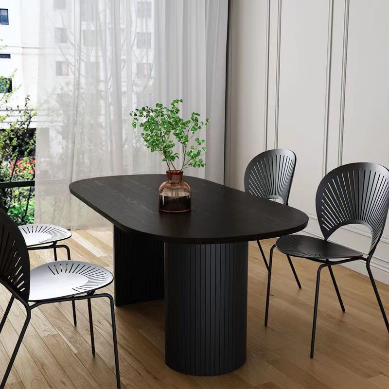 Double Pedestal Dining Table Contemporary Style Dining Room Table for Home Clearhalo ' dining_table' 'Dining Tables & Seating' 'Dining Tables' 'furn' 'furn_dining_table' 'Furniture' 'furniture_dining_table' 'Kitchen & Dining Furniture' 'kitchen&dining_furn' 'kitchen' 'kitchen_dining_table' 1200x1200_2a380554-1997-4da7-ba9d-b8fefae91241