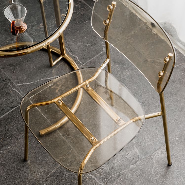 Glam Style Plastic Dining Armless Chairs Stacking Open Back Dining Chair Clearhalo ' kitchen&dining_furn' 'Dining Chairs' 'Dining Tables & Seating' 'dining_chair' 'furn' 'furn_dining_chair' 'Furniture' 'furniture_dining_chair' 'Kitchen & Dining Furniture' 'kitchen' 1200x1200_2a39e625-6b71-43e2-89c9-8f75e3e23035