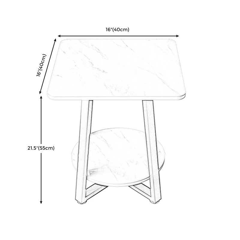 Cross Legs Square Side Table 21.65" Tall Stone End Table with Shelf Clearhalo 'Coffee & Accent Tables' 'End & Side Tables' 'end_side_table' 'end_side_tables' 'furn' 'furn_end_side_tables' 'Furniture' 'furniture_end_side_table' 'Living Room Furniture' 1200x1200_2a3b3476-542a-4897-96f0-a23c4e122ede