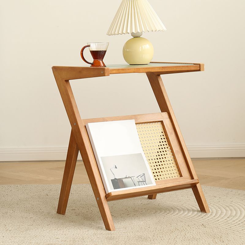 Tavolino laterale di accento rettangolare modernistico e laterale in legno e vetro