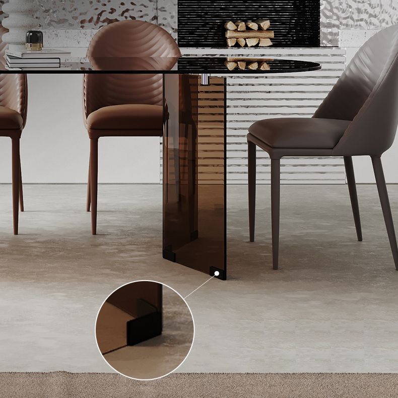 Clear Glass Contemporary Oval Table Glass Top Table with Double Pedestal Clearhalo ' dining_table' 'Dining Tables & Seating' 'Dining Tables' 'furn' 'furn_dining_table' 'Furniture' 'furniture_dining_table' 'Kitchen & Dining Furniture' 'kitchen&dining_furn' 'kitchen' 'kitchen_dining_table' 1200x1200_2a3d74fe-d3f0-4c98-990b-f57c39a78ea5