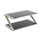 Rectangle Glass Top Coffee Table Stainless Steel Frame with Storage