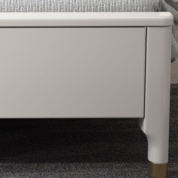 Glam Rubberwood Open-Frame Bed 45.28-Inch H White Bed Frame with Headboard Clearhalo 'Bedroom Furniture' 'Beds' 'furn' 'furn_beds' 'Furniture' 1200x1200_2a3e846b-0a1c-49ba-8c7a-0e1e2a83357d