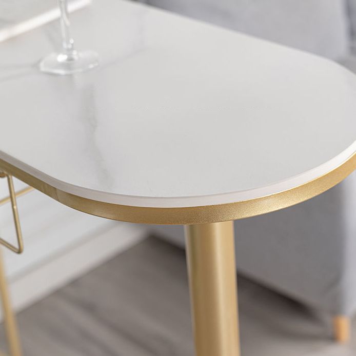 Glam Style Gold Iron Bar Table 41.3"H Faux Marble White Top Bistro Table with Wine Rack Clearhalo 'Bar Furniture' 'Bar Tables' 'bar_tables' 'Furniture' 'furniture_bar_tables' 'Kitchen & Dining Furniture' 'kitchen&dining_furn' 'kitchen' 1200x1200_2a42616b-45eb-4e19-a091-6f778627b379
