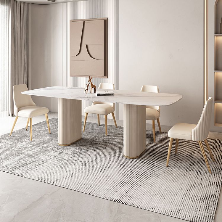 Nordic 1/4/5/7 Pieces Dining Set Rectangle Stone Table and White Chairs Dining Set Clearhalo 'Dining Room Sets' 'Dining Tables & Seating' 'dining_room_set' 'furn' 'furn_dining_room_set' 'Furniture' 'furniture_dining_room_set' 'Kitchen & Dining Furniture' 'kitchen&dining_furn' 'kitchen' 1200x1200_2a42910b-ec07-466e-8d83-d31ffb5d0cd6