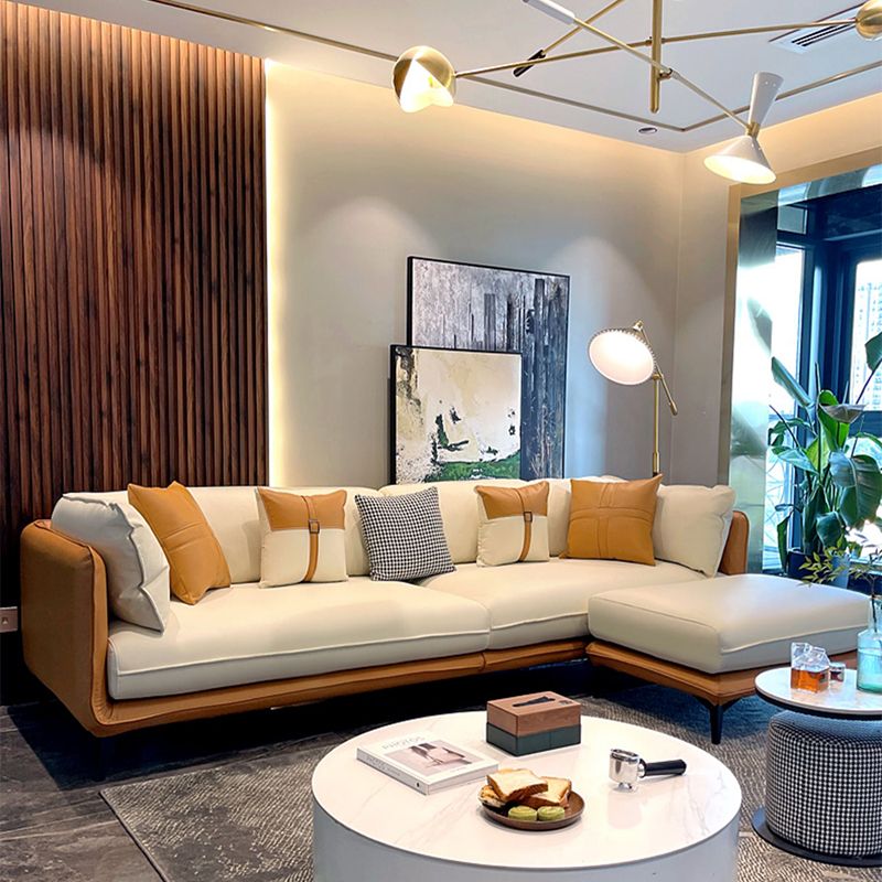 Modern Stain-Resistant Faux Leather Sofa Square Arm Sectional for Apartment Clearhalo 'furn' 'furn_sectionals' 'Furniture' 'furniture_sectionals' 'Living Room Furniture' 'Sectionals' 1200x1200_2a42bc91-b347-4b63-a1d4-f7b3db10c68d