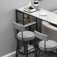 Sintered Stone Bar Height Table White Top Specialty Bistro Table with Shelves
