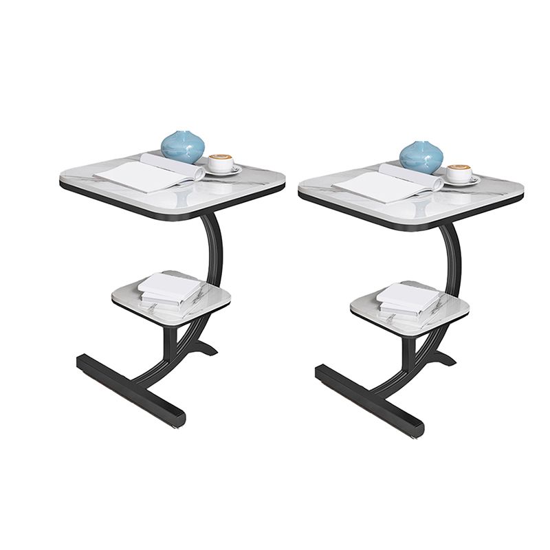 Double Tier Square Slate Top End Table Metal C Side Table for Living Room Clearhalo 'Coffee & Accent Tables' 'End & Side Tables' 'end_side_tables' 'furn' 'furn_end_side_tables' 'Furniture' 'Living Room Furniture' 1200x1200_2a4644c7-3205-4b76-a394-ca54ad7d7dc3