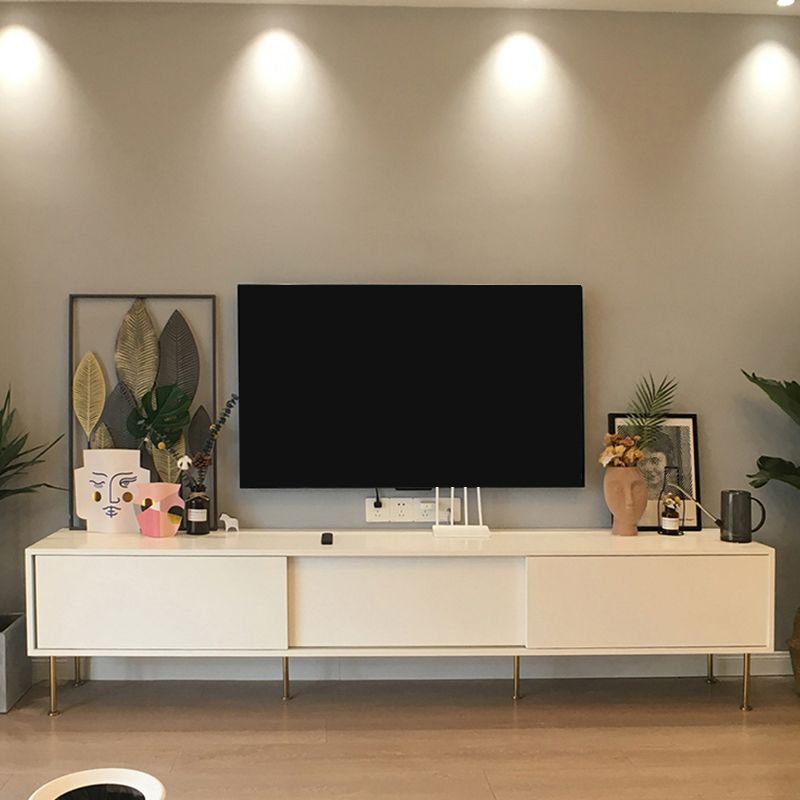 Wooden Enclosed Storage TV Stand Luxury White TV Cabinet for Home Clearhalo 'furn' 'furn_tv_stands_entertainment_centers' 'Furniture' 'Living Room Furniture' 'TV Stands & Entertainment Centers' 'TV Stands & Media Storage Furniture' 'tv_stands_entertainment_centers' 1200x1200_2a46a588-a614-4097-9e09-57b84930c3f8