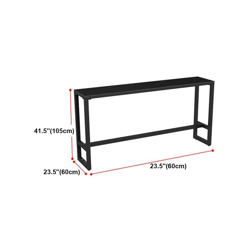 Stone Bar Table Industrial Bar Dining Table with Trestle Base in Black Clearhalo 'Bar Furniture' 'Bar Tables' 'bar_tables' 'furn' 'furn_bar_tables' 'Furniture' 'furniture_bar_tables' 'Kitchen & Dining Furniture' 1200x1200_2a46e754-46e0-443d-abac-6619bb4da8b1
