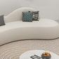 Contemporary Camel Back Armless Settee Fabric Curved Sofa in White