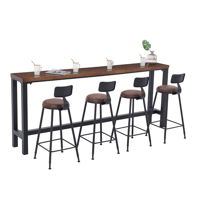 Industrial Low Back Counter & Bar Stool in Black and Brown for Restaurant Clearhalo 'Bar Furniture' 'Bar Stools' 'bar_stools' 'furn' 'furn_bar_stools' 'Furniture' 'Kitchen & Dining Furniture' 1200x1200_2a478a1e-42d8-42db-aec4-068133337c7a