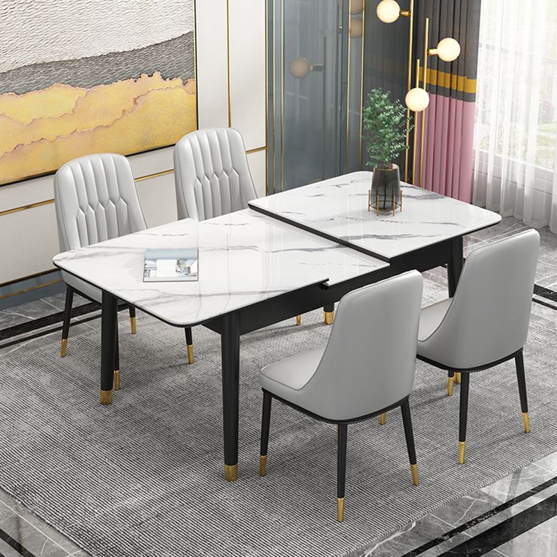 Rectangle 4 Legs Home Furniture Stone Dining Room Collection with Drop Leaf Clearhalo ' dining_table' 'Dining Tables & Seating' 'Dining Tables' 'furn' 'furn_dining_table' 'Furniture' 'furniture_dining_table' 'Kitchen & Dining Furniture' 'kitchen&dining_furn' 'kitchen' 'kitchen_dining_table' 1200x1200_2a49f226-8052-41f3-b1f7-4c4ff37e9076