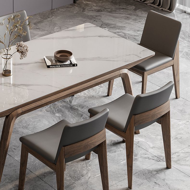 Mesa de comedor industrial Mesa de comedor rectangular de piedra en blanco