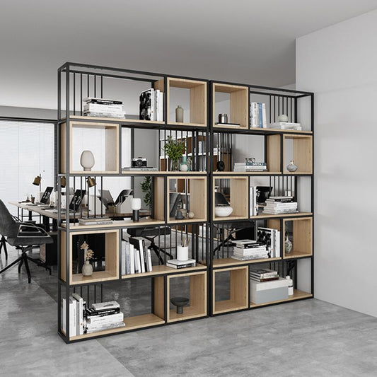 Modern Living Room Etagere Bookshelf Metal Frame Solid Wood Shelf Bookcase Clearhalo 'Bookcases' 'furn' 'furn_bookcases' 'Furniture' 'furniture_bookcases' 'Office Furniture' 1200x1200_2a4b803b-fa23-4340-bf47-68bdbf334d95