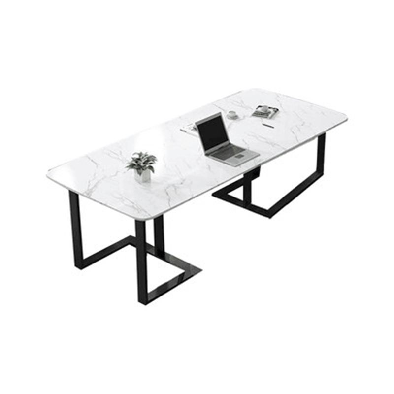 Zeitgenössischer 29,53 Zoll großer Büroschreibtisch gebogener weißer Schreibtisch gebogen