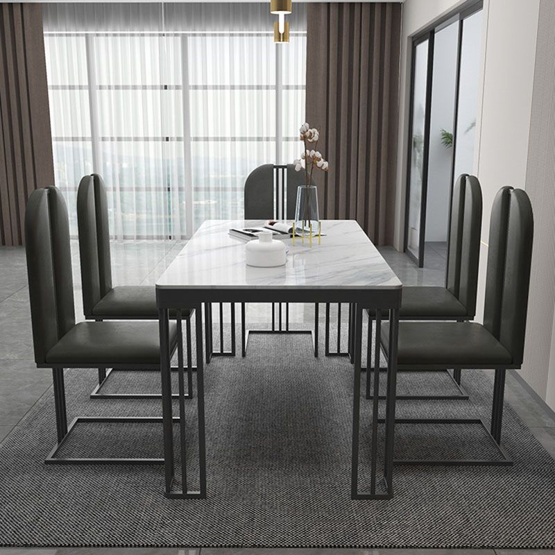 Modern 1/2/6/7 Pieces Dinette Set with White Sintered Stone Top Rectangle Dining Table Set Clearhalo 'Dining Room Sets' 'Dining Tables & Seating' 'dining_room_set' 'furn' 'furn_dining_room_set' 'Furniture' 'furniture_dining_room_set' 'Kitchen & Dining Furniture' 1200x1200_2a4c9c8e-3c9f-4b42-9e60-808cc20d73dc